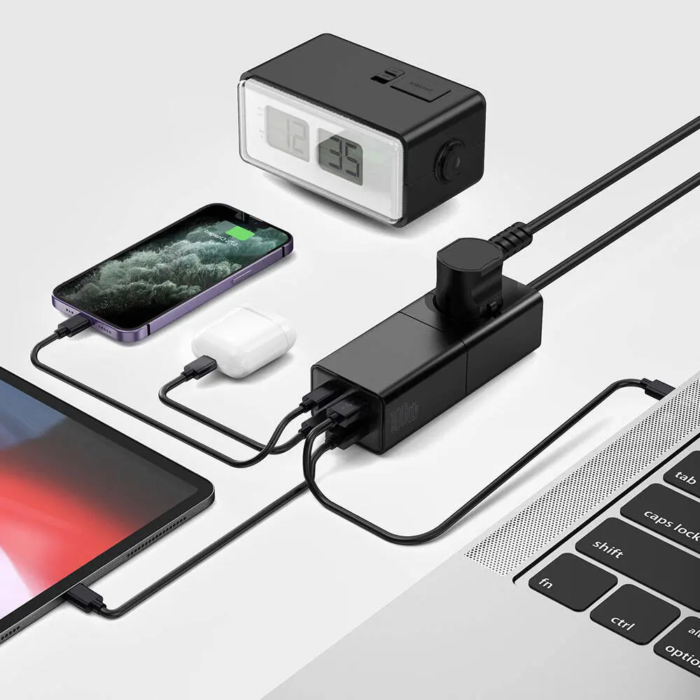Wiwu Wi-S004 GaN Tech 100W Çift Type-C ve Çift USB-A Girişli Priz, 150 cm