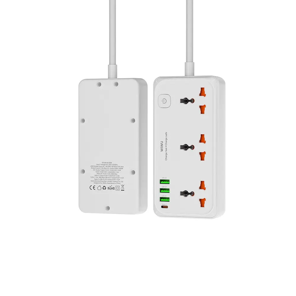 Wiwu Wi-S005 GaN Tech Power Strip Çoklu Priz, 30W ve 3 USB-A + Type-C