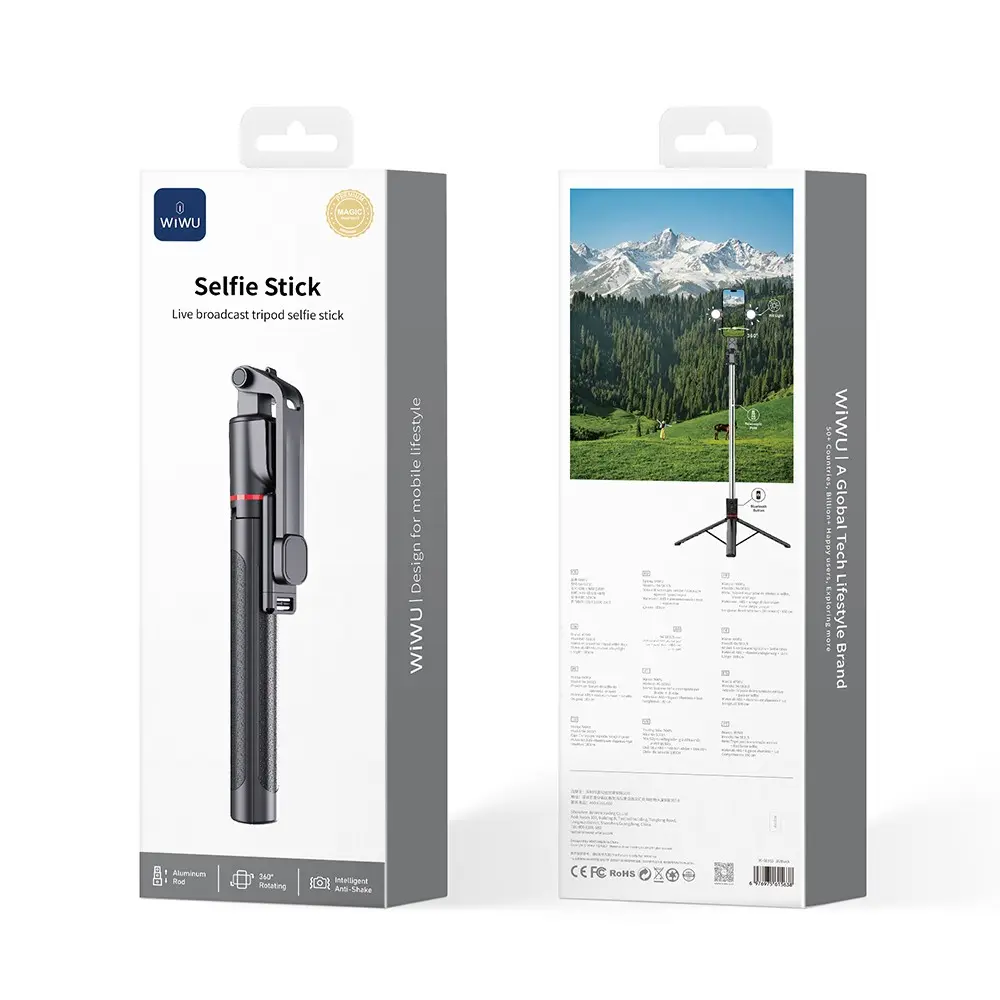 Wiwu Wi-SE015 Dolgu Işıklı Teleskopik Tripod ve Selfie Çubuğu
