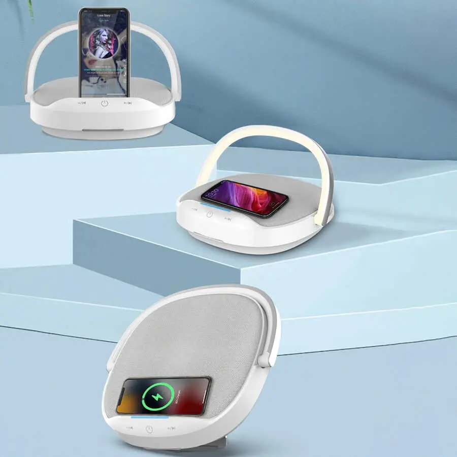 Wiwu Y1 Bluetooth Hoparlör, Gece Lambalı ve 15W Kablosuz Şarj Standlı