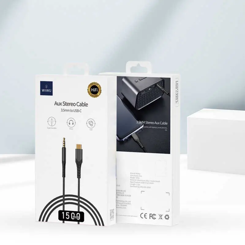 Wiwu YP-03 Type-C - 3.5 mm AUX Ses Kablosu, 1.5 m