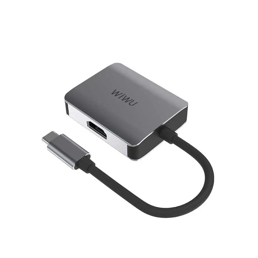 Wiwu Alpha A20VH Type-C Hub, VGA ve HDMI Çıkışlı, 4K 30 Hz
