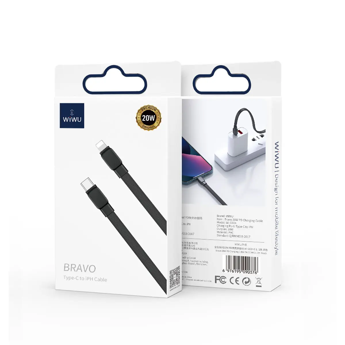 Wiwu Bravo Wİ-C004 Type-C to Lightning PD Şarj Kablosu, 20W, 1 m