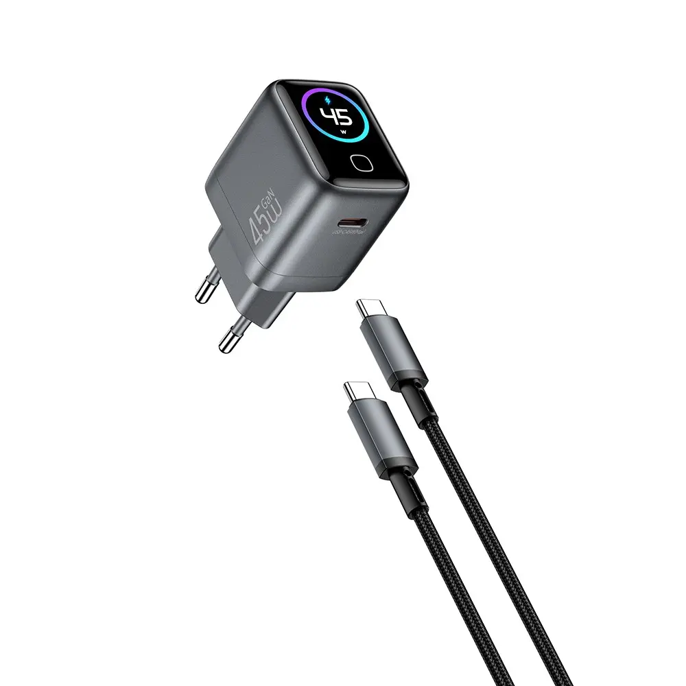 Wiwu CHG500 Voyager GaN 45W PD/QC TFT Göstergeli Hızlı Şarj Adaptörü