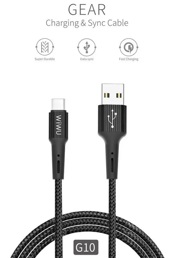 Wiwu G10 Gear Micro USB Şarj ve Data Kablosu, 1.2 m Naylon Örgülü
