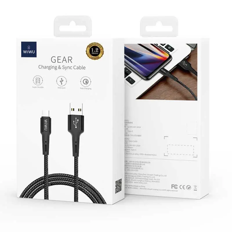 Wiwu G10 Gear Micro USB Şarj ve Data Kablosu, 1.2 m Naylon Örgülü
