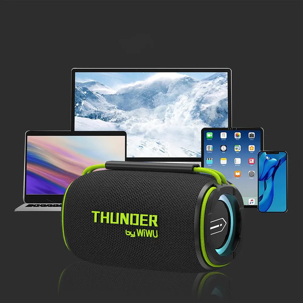 Wiwu H5 Bluetooth Hoparlör, IPX6 Su Geçirmez ve RGB Işıklı