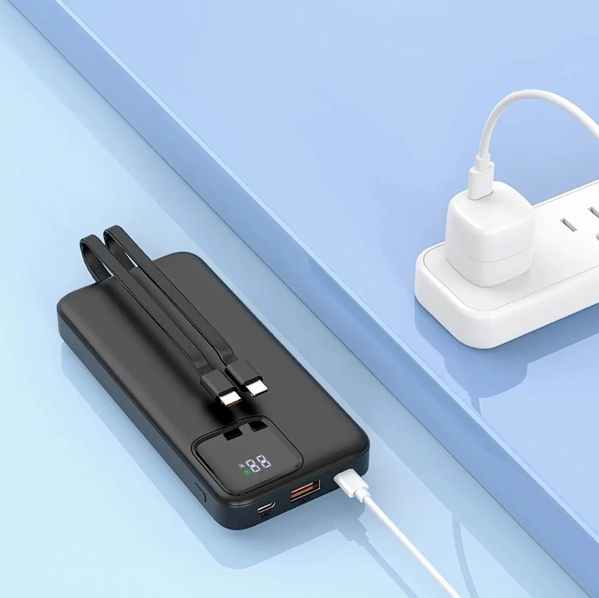 Wiwu JC-22 20000mAh 22.5W Powerbank, Type-C ve Lightning Kablolu