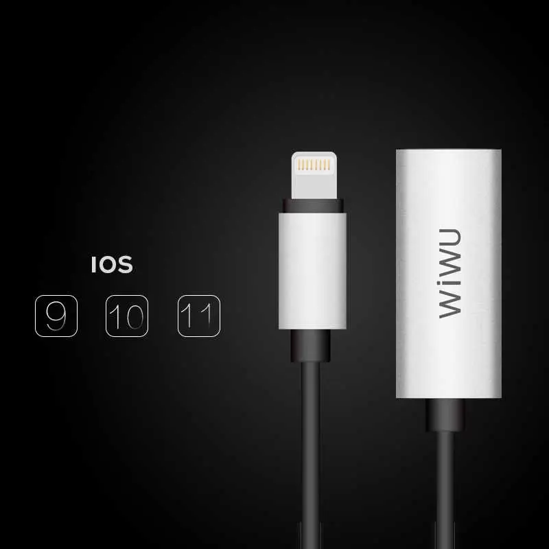 Wiwu LT01 Lightning Şarj ve Ses Adaptörü, 3.5 mm Kulaklık Girişli