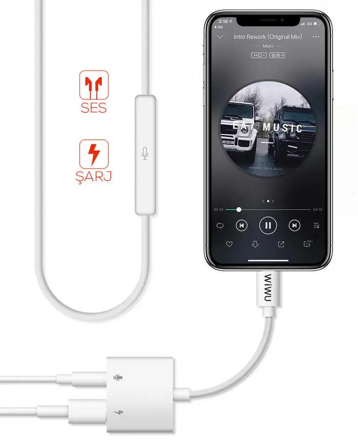 Wiwu LT01 Pro Lightning - 3.5 mm Ses Adaptörü