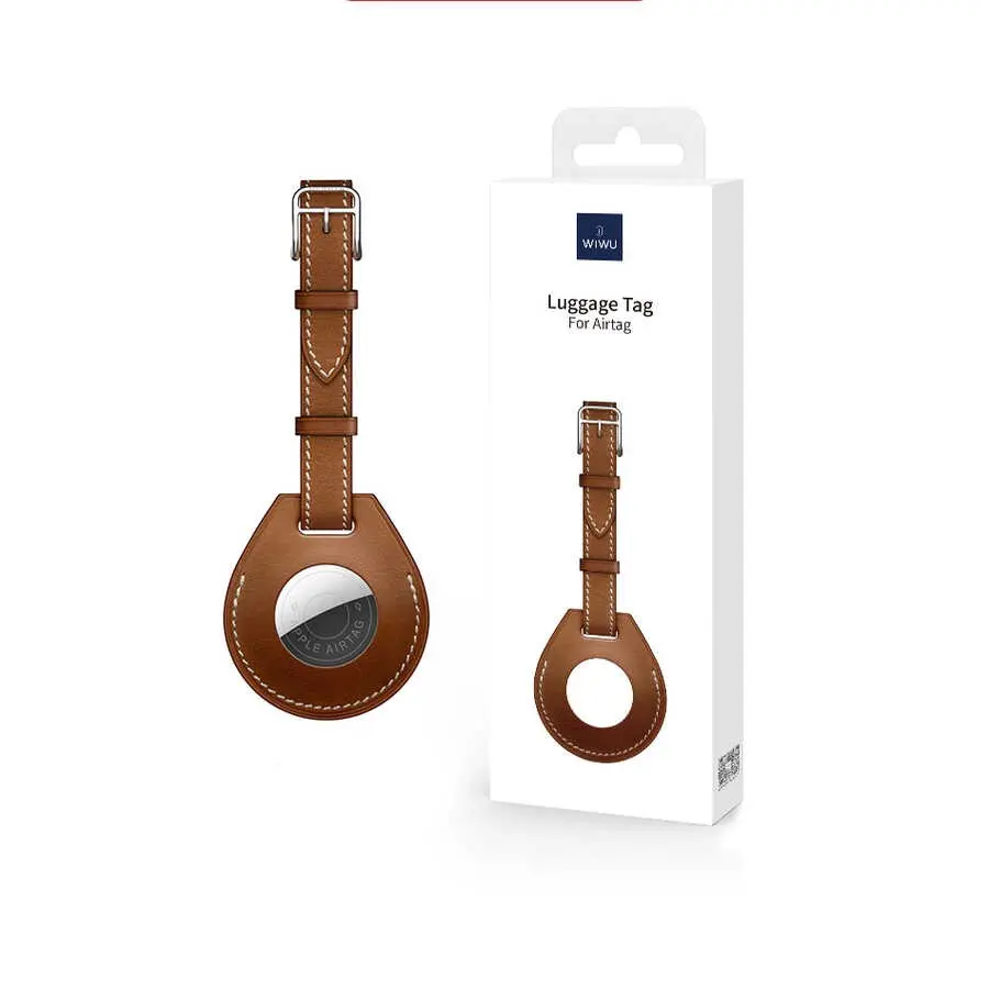 Wiwu Luggage Tag AirTag Anahtarlık, Deri Görünümlü