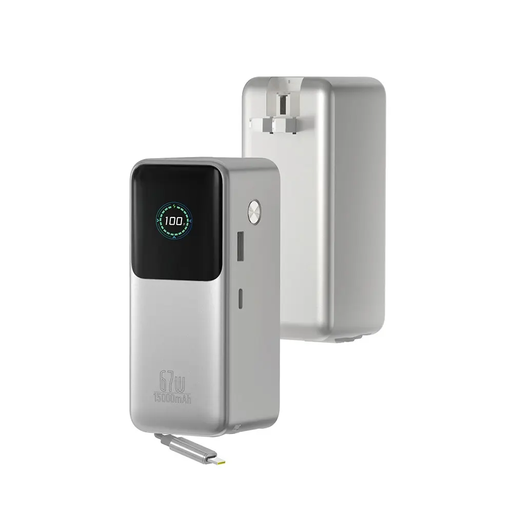 Wiwu PM-501 Power Mega 15000mAh Powerbank, 67W PD ve Katlanabilir Priz