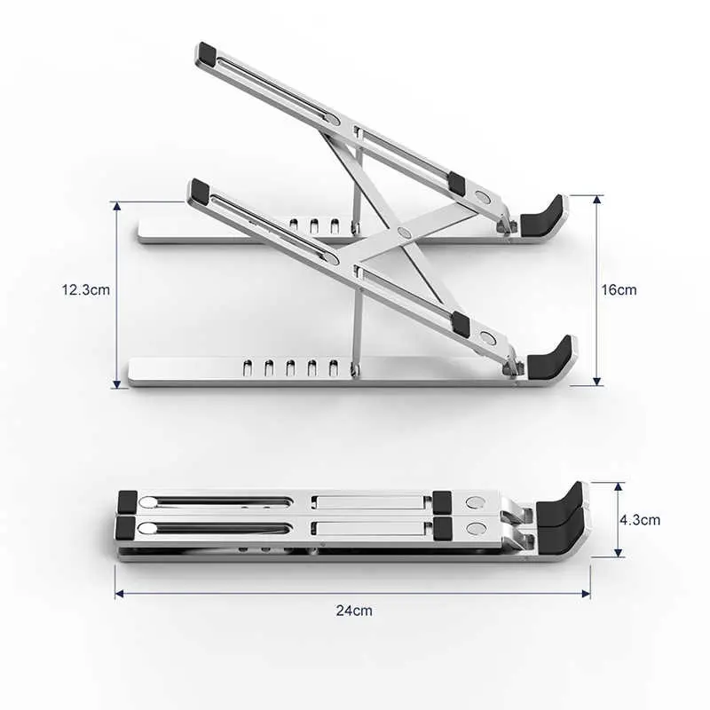 Wiwu S400 Katlanabilir Laptop Standı, 6 Kademeli Gümüş