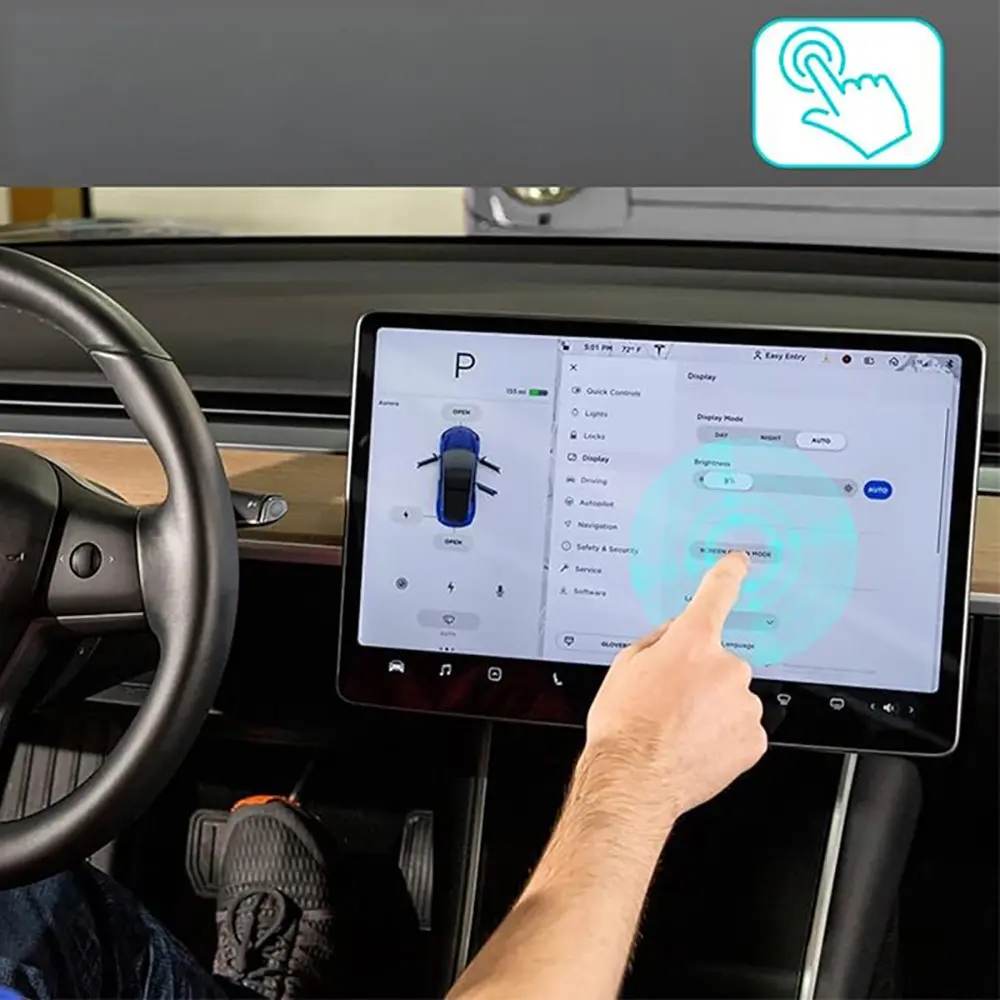 Tesla Model Y Multimedya Ekran Koruyucu, 2'si 1 Arada Mat Temperli Cam - Zore Premium