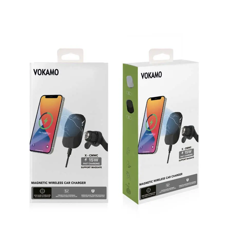 Vokamo WRL-01 Mıknatıslı Kablosuz Şarjlı Araç Telefon Tutucu
