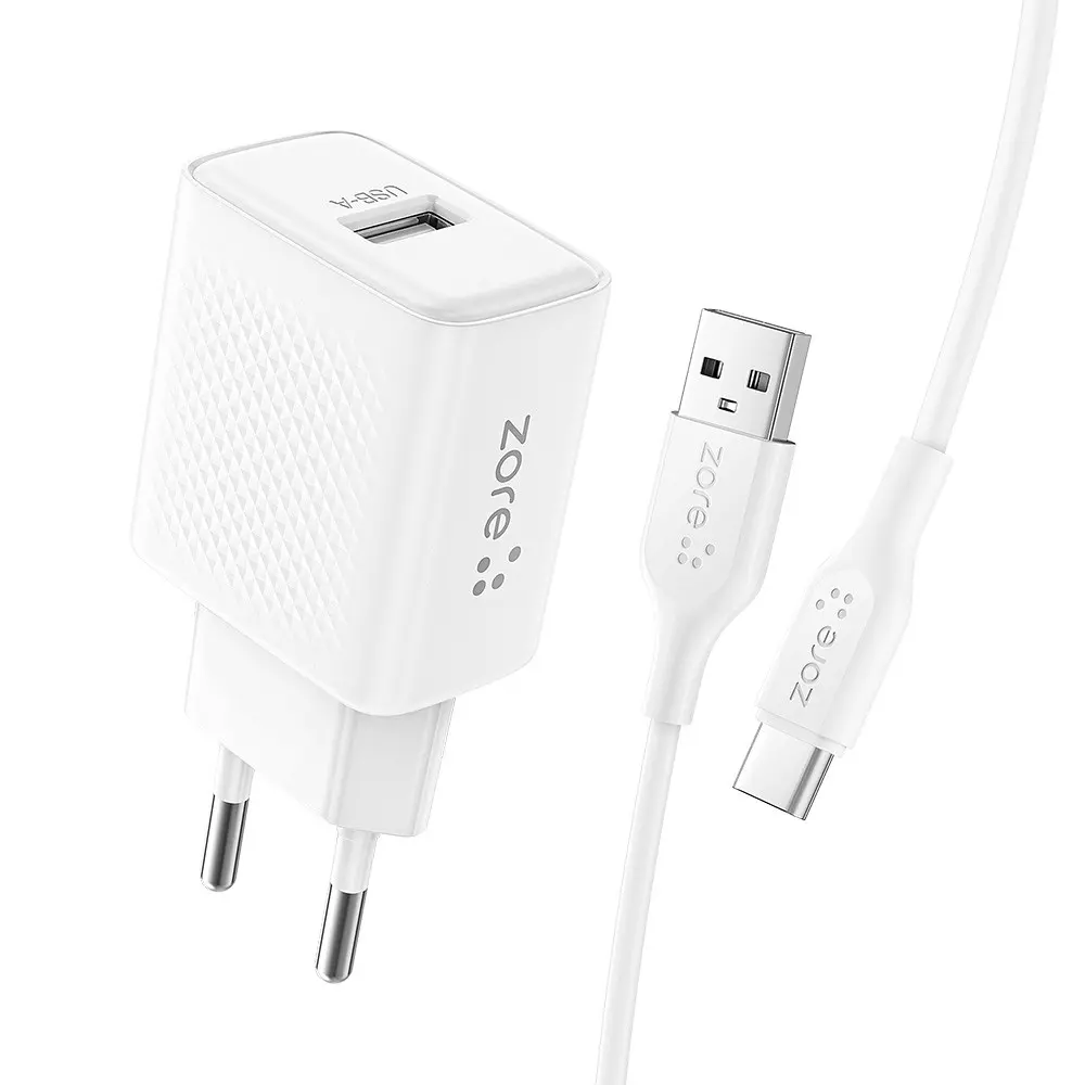 Zore Titan Serisi ZT03 USB-A to Type-C Seyahat Şarj Seti, 1 Metre