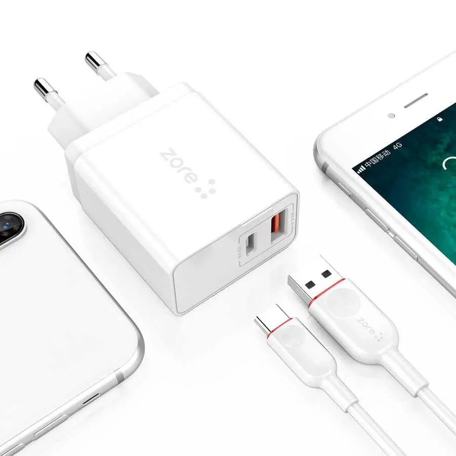 Zore XMac ZR-X2 Type-C 2 in 1 Şarj Seti, USB-A ve PD Çıkışlı