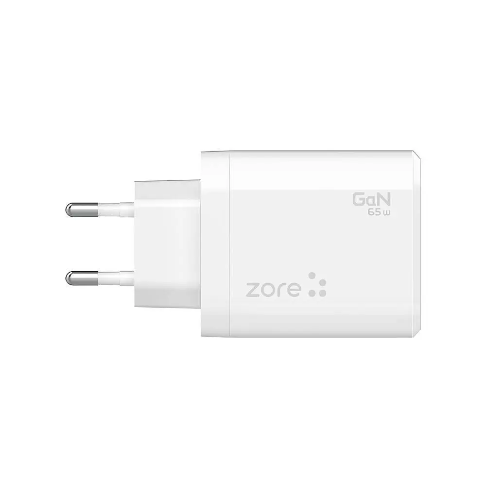 Zore Always-01 65W GaN Şarj Adaptörü, Type-C PD 4.0 ve USB-A QC 3.0