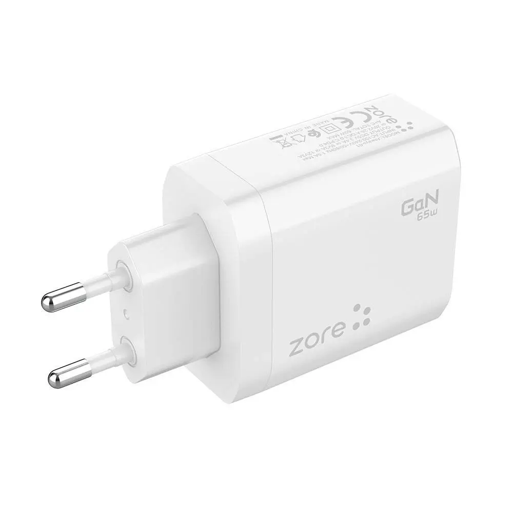 Zore Always-01 65W GaN Şarj Adaptörü, Type-C PD 4.0 ve USB-A QC 3.0