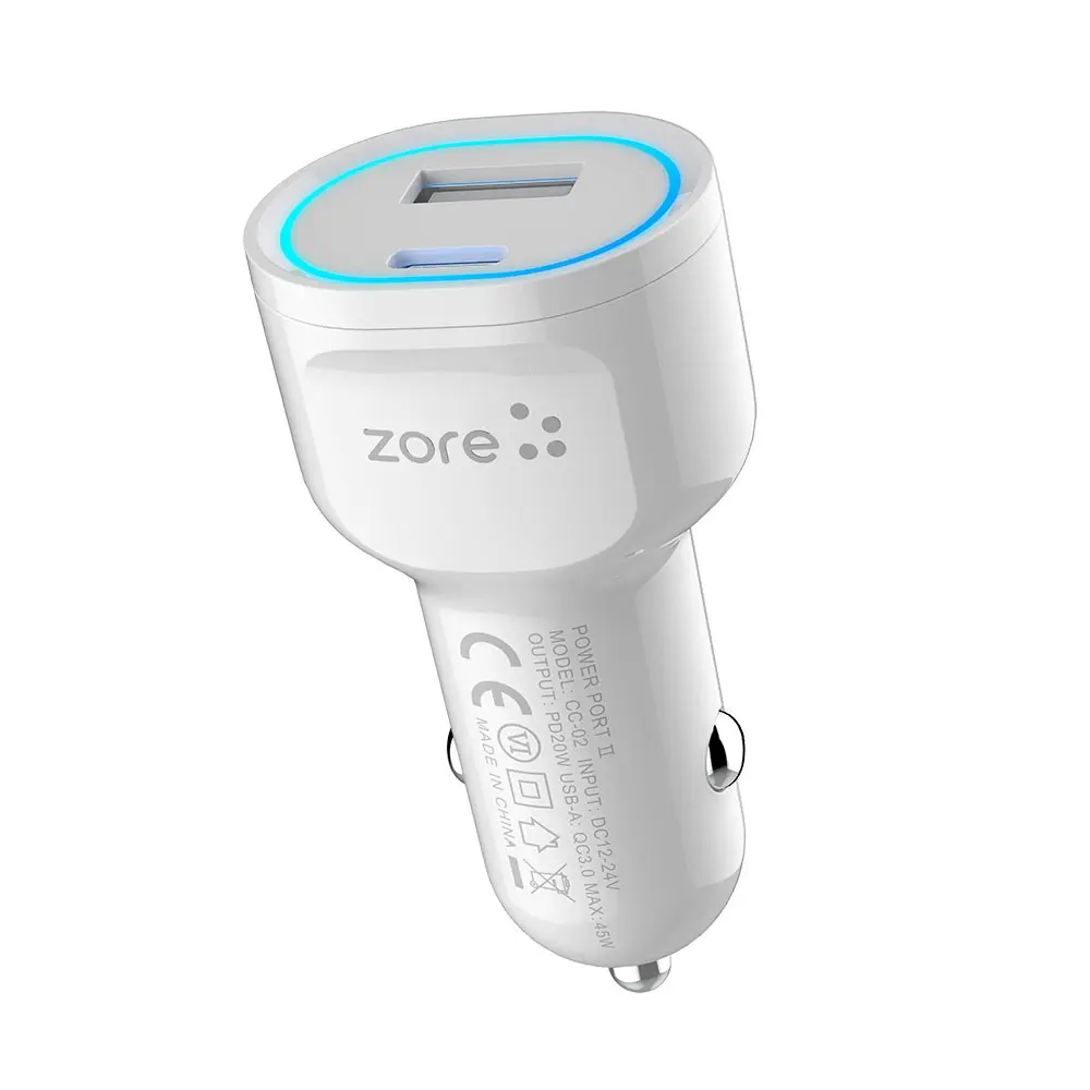 Zore CC-02 Araç Şarj Başlığı, USB-A QC 3.0 ve Type-C PD 20W
