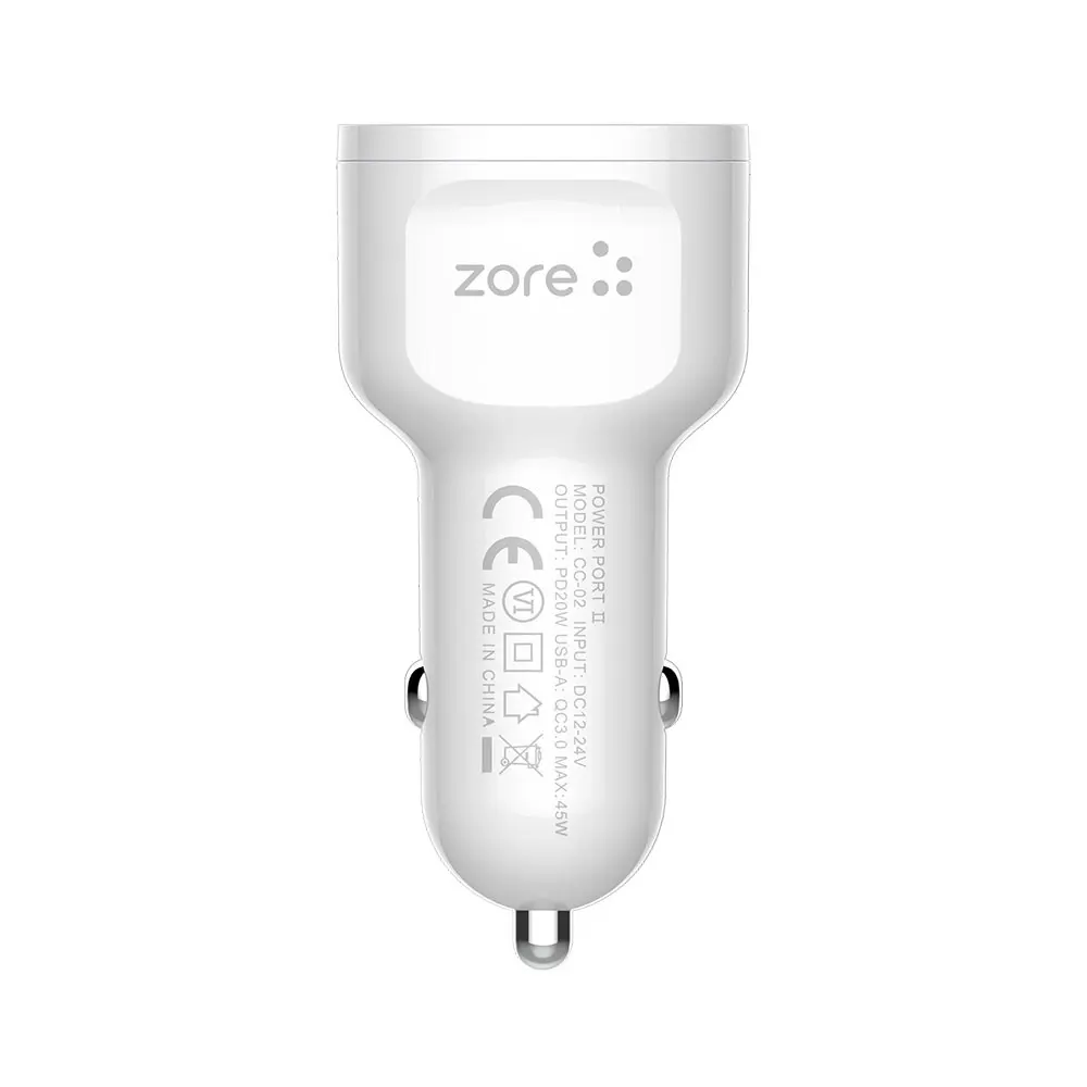Zore CC-02 Araç Şarj Başlığı, USB-A QC 3.0 ve Type-C PD 20W