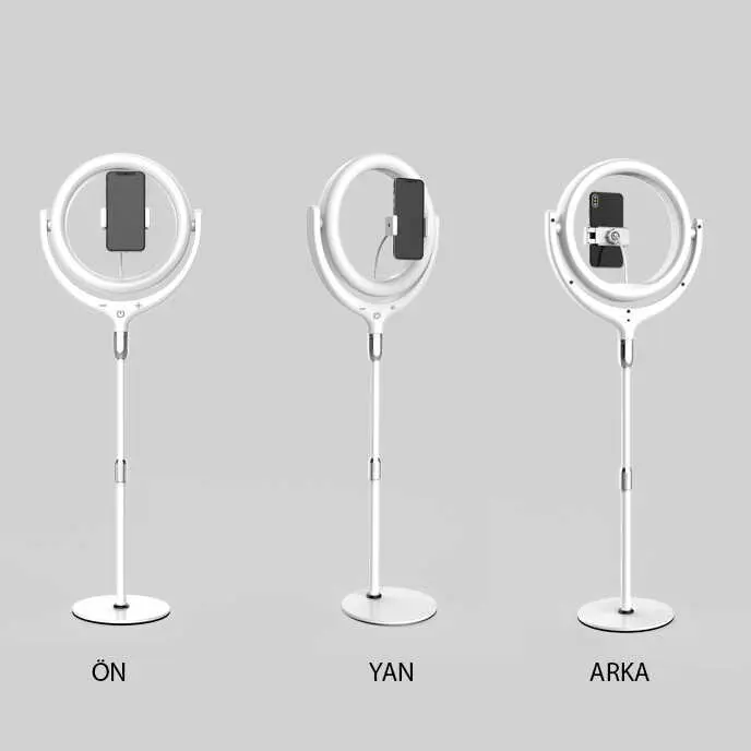 Zore F-539A Işıklı Telefon Tutucu Ring Light, 30 cm Çap ve 96 LED