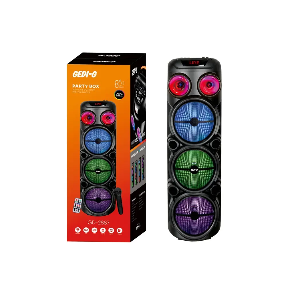 Zore GD-2887 Mikrofonlu RGB TWS Bluetooth Karaoke Hoparlör, 8 inç