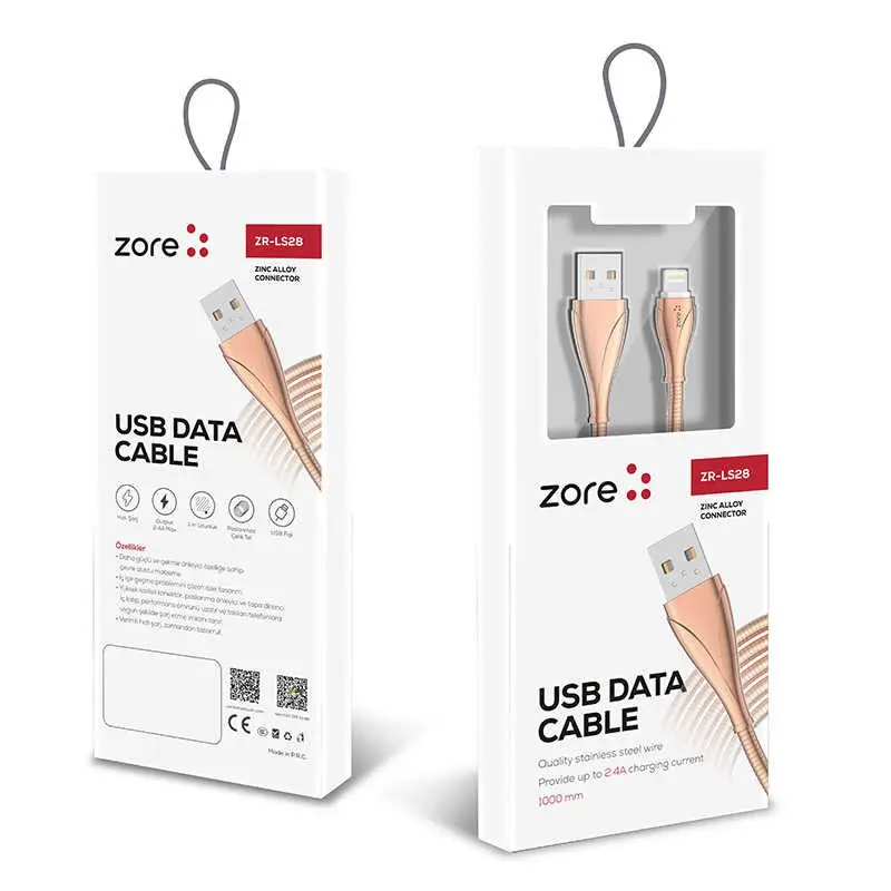 Zore LS28 Lightning USB Şarj ve Data Kablosu, 1 Metre