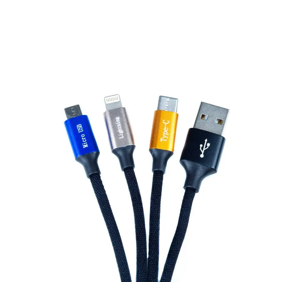 Zore OKS 3'ü 1 Arada USB Şarj Kablosu, Type-C Micro Lightning