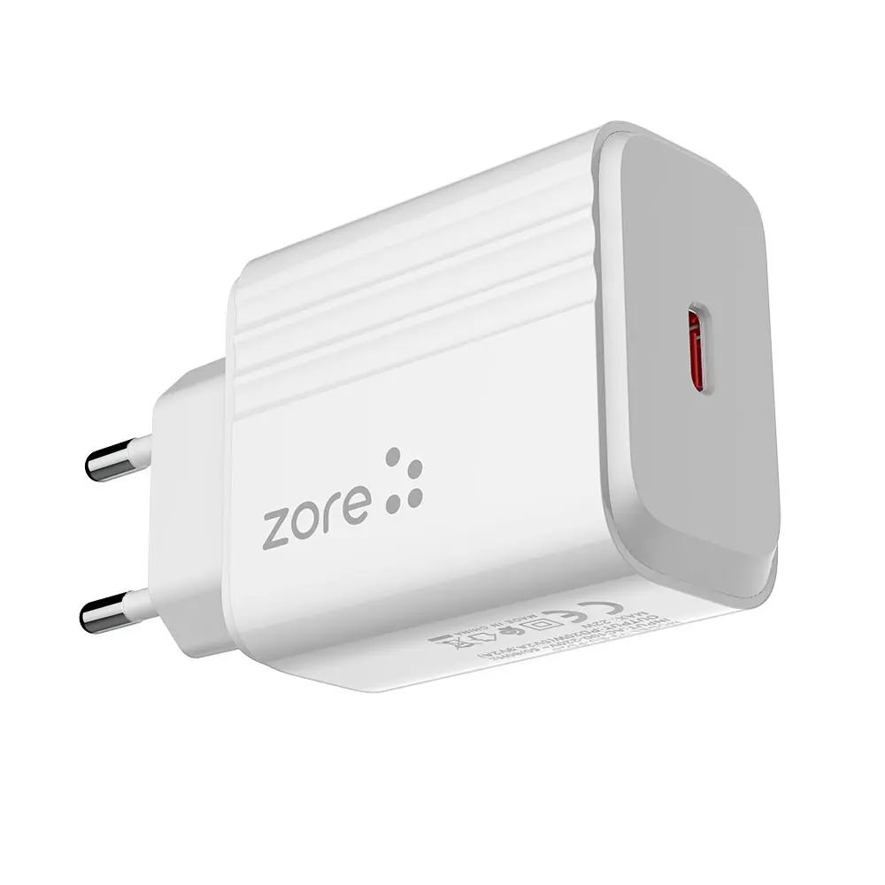 Zore Play Serisi PL2 20W PD USB-C Şarj Adaptörü, Seyahat Tipi