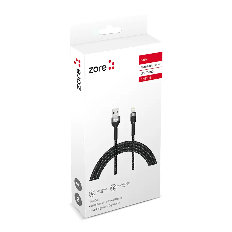 Zore Shira Serisi Lightning USB Şarj ve Data Kablosu, 2 m