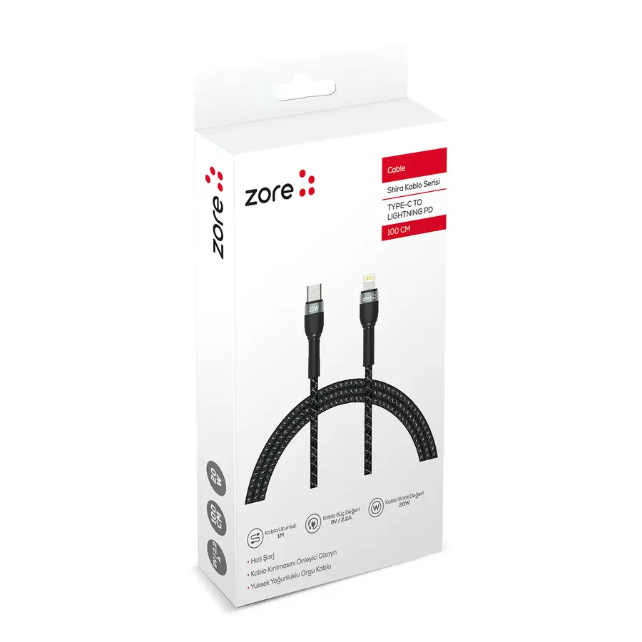 Zore Shira Serisi Type-C to Lightning PD Kablo 30 cm, 20 W